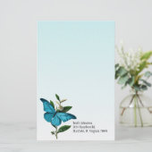 青緑の蝶グラデーションでカスタムな文房具 便箋 (スタンド正面)