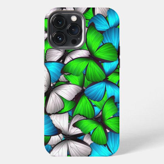 青緑の蝶 iPhone | 蝶 iPhone 13 iPhoneケース (裏面)