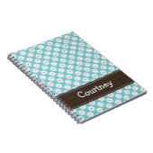 青緑の赤いデイジーの螺線形ノートジャーナル ノートブック (右側)