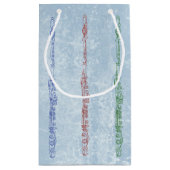 青緑の赤いフルートライン引く織り目加工の効果 スモールペーパーバッグ (裏面)