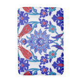 青緑の赤い古代トルコの花のタイル バスマット (正面縦)