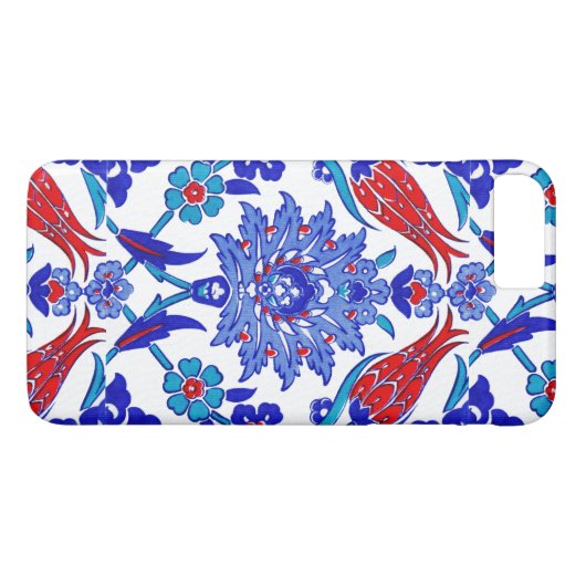 青緑の赤い古代トルコの花のタイル Case-Mate iPhoneケース (裏面(横))