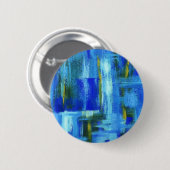 青緑の金ゴールドブラシストロークを絵を描く抽象美術 缶バッジ (正面&裏面)