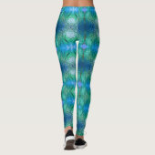 青緑の鮮やかでカラフルなスネークスキンのレギンス レギンス (裏面)