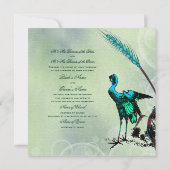 青緑の鶴結婚が渦巻く 招待状 (裏面)