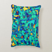 青緑の黄色のパタユニークーン アクセントクッション (裏面(縦))