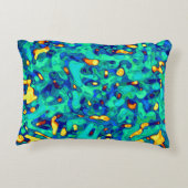 青緑の黄色のパタユニークーン アクセントクッション (裏面)