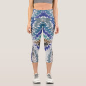 青緑の黄色のパタユニークーン カプリレギンス (正面)