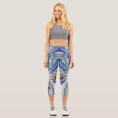 青緑の黄色のパタユニークーン カプリレギンス (正面)