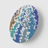 青緑の黄色のパタユニークーン ラウンド壁時計 (傾斜)