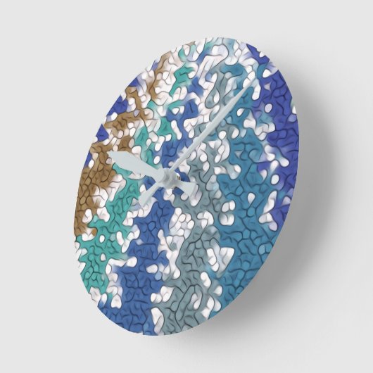 青緑の黄色のパタユニークーン ラウンド壁時計 (傾斜)