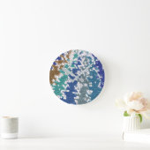 青緑の黄色のパタユニークーン ラウンド壁時計 (ホーム)