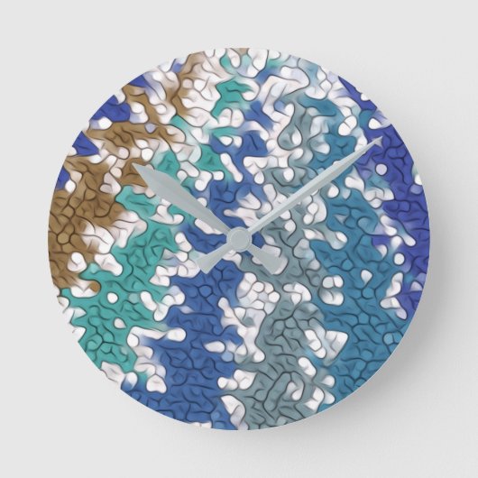 青緑の黄色のパタユニークーン ラウンド壁時計 (正面)