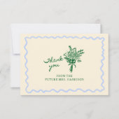 青緑の、気まぐれな手書きフォント サンキューカード (正面)