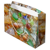 青緑のSeaglassのギフトバッグの沿岸ビーチの貝 ラージペーパーバッグ (裏面アングル)