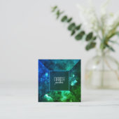 青緑のStarfield Stardustの銀河系の正方形 スクエア名刺 (スタンド正面)