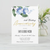青緑インクウォッシュ水彩花アニバーサリー 招待状 (スタンド正面)