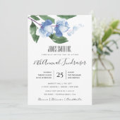 青緑インク 水彩 花柄 コーポレートイベント 招待状 (スタンド正面)