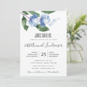 青緑インク 水彩 花柄 コーポレート イベント 招待状 (スタンド正面)