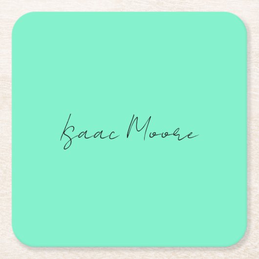 青緑エレガント筆書名 スクエアペーパーコースター (正面)