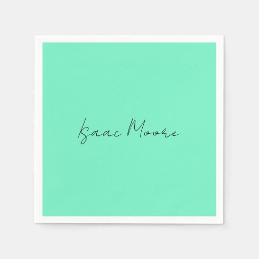 青緑エレガント筆書名 スタンダードカクテルナプキン (正面)