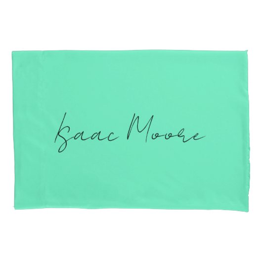 青緑エレガント筆書名 枕カバー (正面)