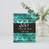 青緑ターコイズダマスククロス, 白モノグラム 案内ポストカード (スタンド正面)