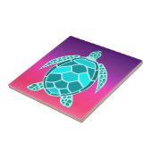 青緑ターコイズティール(緑がかった色)亀 タイル (側面)