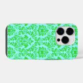 青緑ダマスク iPhoneケース (裏面横)