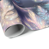 青緑ピンク紫の木のクリスマスモダン ラッピングペーパー (ロールコーナー)