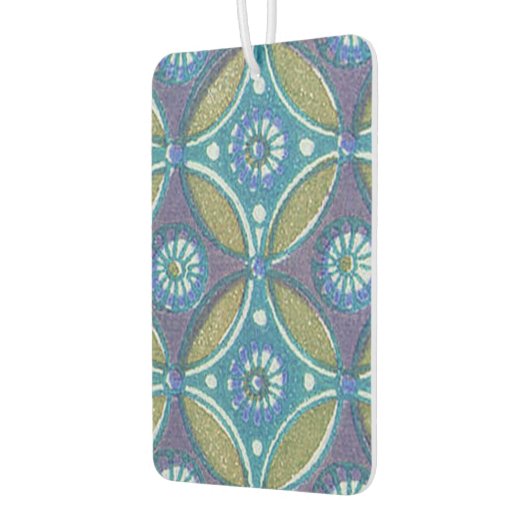 青緑ボホ素朴幾何学円パターン カーエアーフレッシュナー (左)