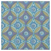 青緑ボホ素朴幾何学円パターン ファブリック (見本)