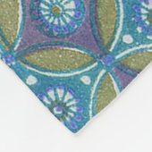 青緑ボホ素朴幾何学円パターン フリースブランケット (角)