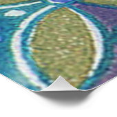 青緑ボホ素朴幾何学円パターン ポスター (コーナー)