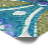 青緑ボホ素朴幾何学円パターン ポスター (コーナー)