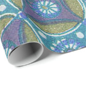 青緑ボホ素朴幾何学円パターン ラッピングペーパー (ロールコーナー)