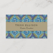 青緑ボホ素朴幾何学円パターン 名刺 (正面)