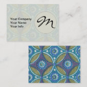 青緑ボホ素朴幾何学円パターン 名刺 (正面/裏面)