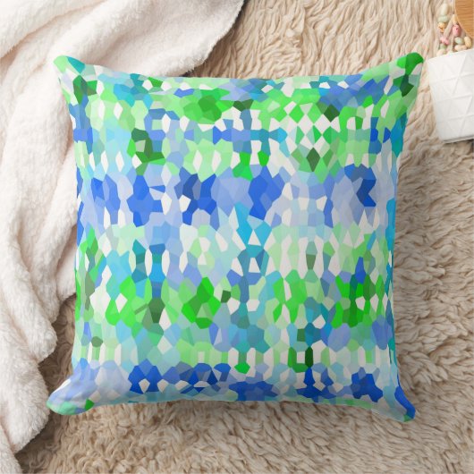 青緑モザイク クッション (ブランケット)