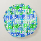 青緑モザイク ラウンドクッション (裏面)