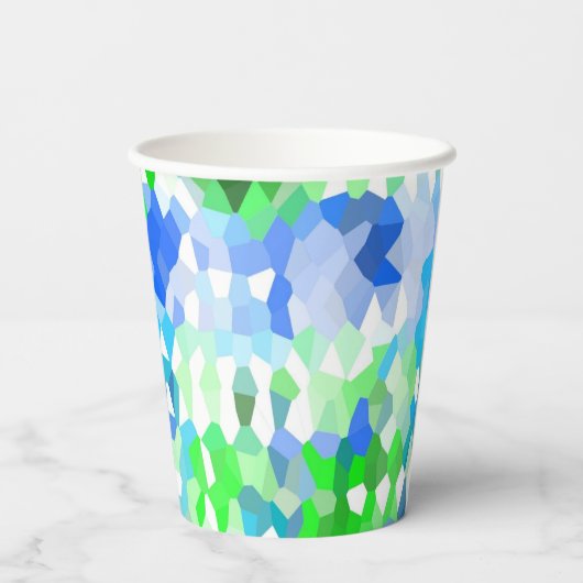 青緑モザイク 紙コップ (裏面)