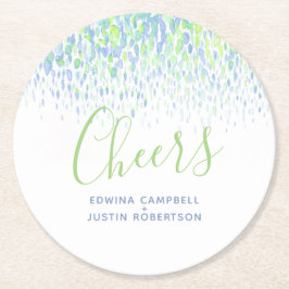 青緑モダンアートの水彩の飛沫 ラウンドペーパーコースター