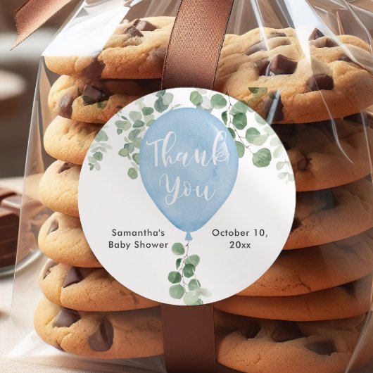 青緑ユーカリ風船ベビーシール ラウンドシール