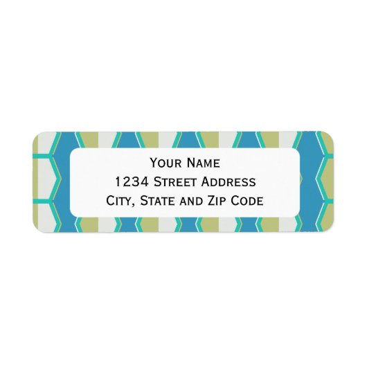 青緑六角レトロ70のパターン ラベル (正面)