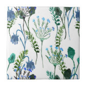 青緑水彩のワイルドフラワーのセラミックタイル タイル (正面)