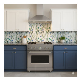 青緑水彩のワイルドフラワーのセラミックタイル タイル