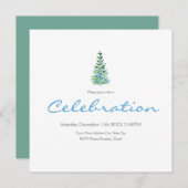 青緑水彩の松の木 招待状 (正面/裏面)