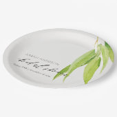 青緑水色紅葉オリーブブライダルシャワー ペーパープレート (アングル)