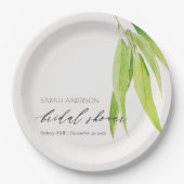 青緑水色紅葉オリーブブライダルシャワー ペーパープレート (正面)