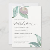 青緑水色紅葉オリーブブライダルシャワー 招待状 (正面)